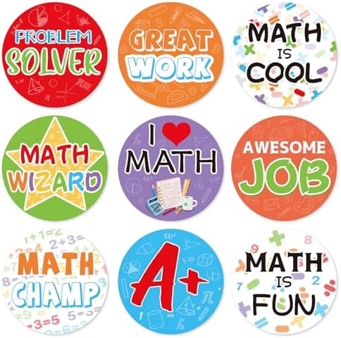 1 1/2" Cute Preschool Kindergarten Math Reward School Stickers