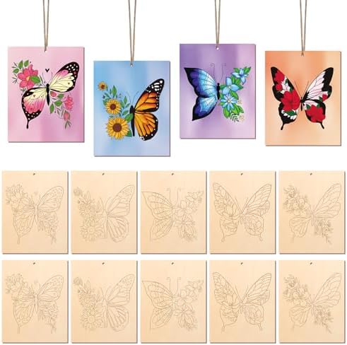 10 Pieces Large Spring Butterfly Unfinished Wood Crafts to Paint for Adults