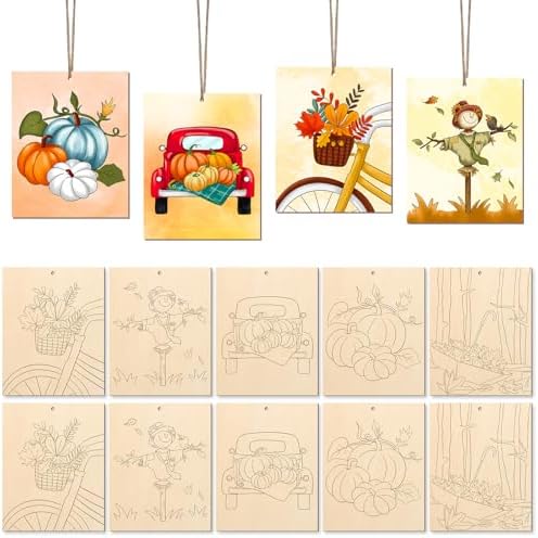10PCS Large Fall Unfinished Wood Crafts to Paint for Adults