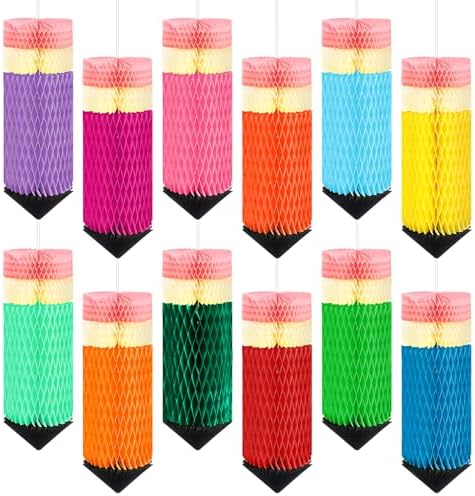 12 Pcs Pencil Hanging Honeycombs Classroom Decor