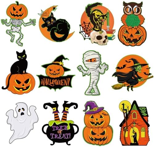 12PCS Large Vintage Halloween Decorations Cardboard Cutouts Set
