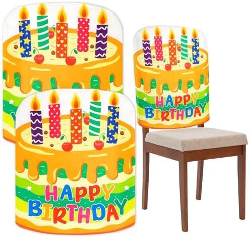 2 PCS Birthday Chair Cover Colorful Birthday Chair Covers for Classroom Office Home Kids Birthday Party Decor