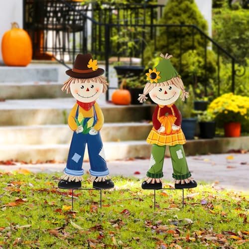 2 Pcs Fall Yard Signs Scarecrow Decorations Outdoor