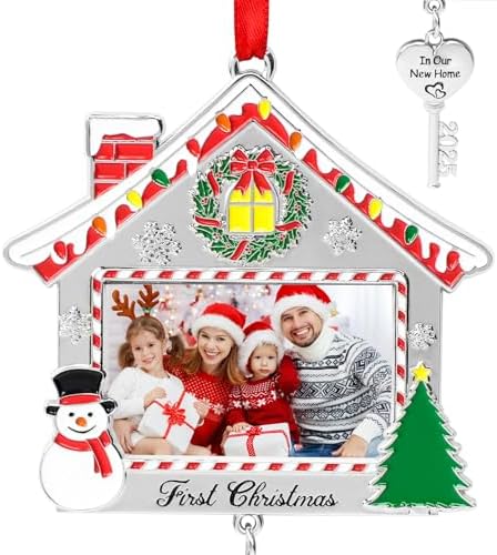 2025 First Christmas in Our New Home Photo Frame Ornament for Tree Stocking Hanging Decorations
