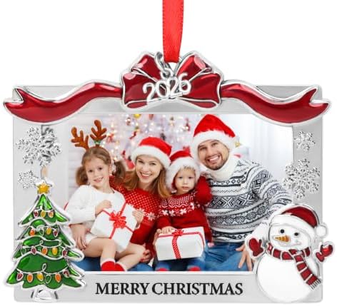 2026 Merry Christmas Photo Frame Ornament for Tree Stocking Hanging Decor | Personalized Christmas Picture Frame Gifts