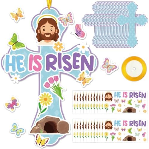 24 Set He is Risen Paper Cross Easter Crafts Kit