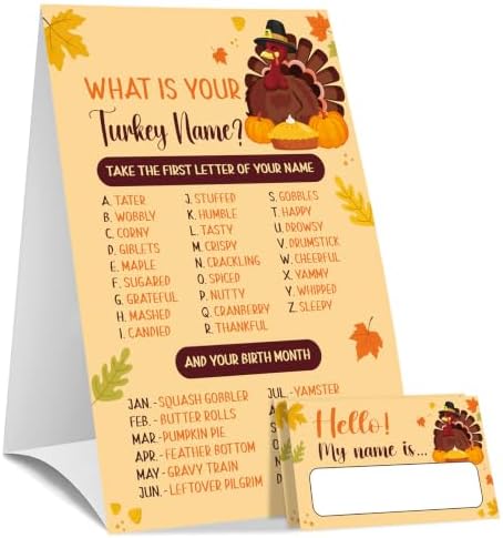 32 Players What Is Your Turkey Name Thanksgiving Game for Family Office | Fun Thanksgiving Games for Large Group Party