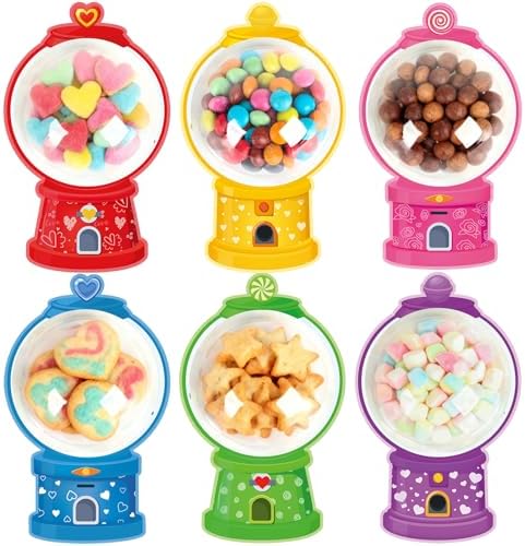 36 Pack Valentines Cards for Kids DIY Valentines Candy Cards with Bubble Gum Machine Design and Round Adhesive Shaker Pouches Classroom Exchange Gifts for Boys Girls School Party Favors