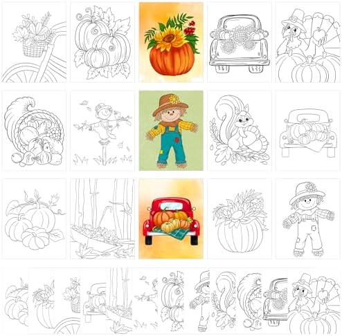 36PCS 8x10 Inches Fall Coloring Pages for Kids