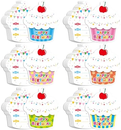 36Pcs Happy Birthday Cards Happy Birthday Certificates for Students Cupcake Birthday Certificates Greeting Cards for Boys Girls Kids Home School Students