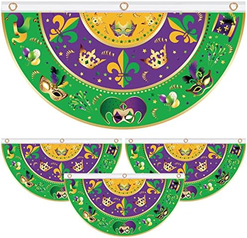 4 Pack Mardi Gras Carnival Garden Flag Banner Outdoor Decoration