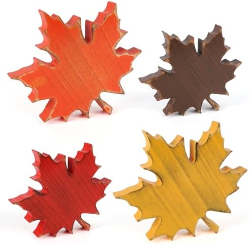 4 Vintage Fall Leaves Decorations Autumn Table Tiered Tray Decor Set