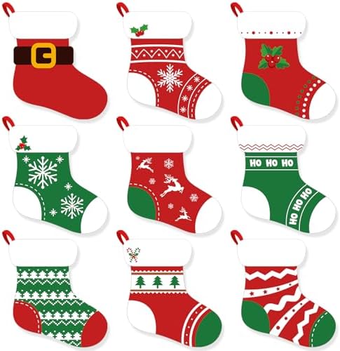 45 Pcs Christmas Stocking Cutouts for Classroom Christmas Bulletin Board Decorations Xmas Decor for Classroom Office Home Wall Door Window Blackboard