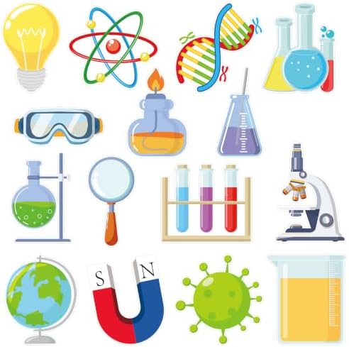 45Pcs Science Cutouts Scientist Bulletin Board Set Science Project Board Decor Chemistry Laboratory Paper Cutouts for Classroom School Wall Decoration