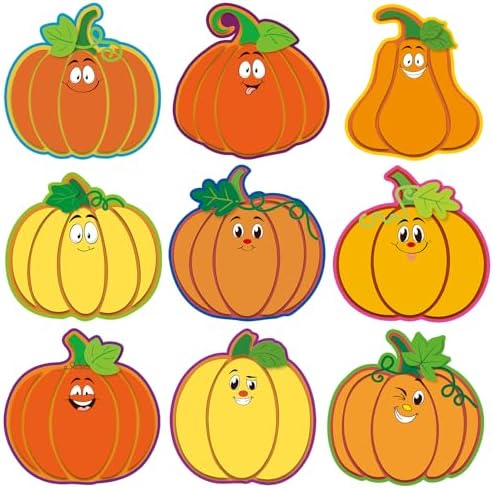 45Pcs Thanksgiving Pumpkin Cutouts Thanksgiving Decorations for Classroom Bulletin Board Fall Harvest Home Wall Decor Halloween Party Supplies