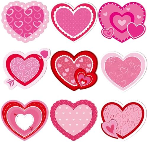 45Pcs Valentine's Day Heart Cutouts Paper Hearts Cutouts Romantic Love Decoration for Bulletin Board Classroom School Happy Valentines Day Wedding Anniversary Party Supplies