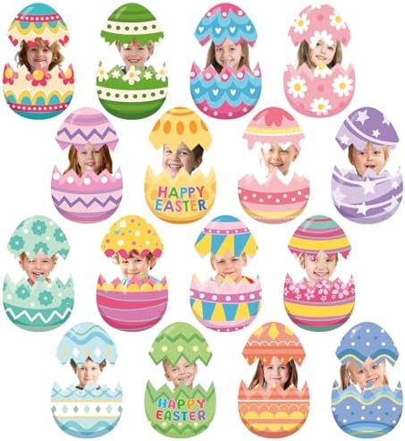 48 Pcs Easter Egg Cutouts Easter Bulletin Board Decoration Colorful Egg Shape DIY Photo Craft Spring Theme Paper Cuts for Classroom Teacher Student Party School Home Wall Decor