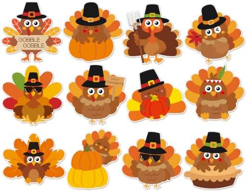 48 Pcs Turkey Cutouts Thanksgiving Bulletin Board Decorations Thanksgiving Decorations for Fall Home Party School Classroom Wall Decor