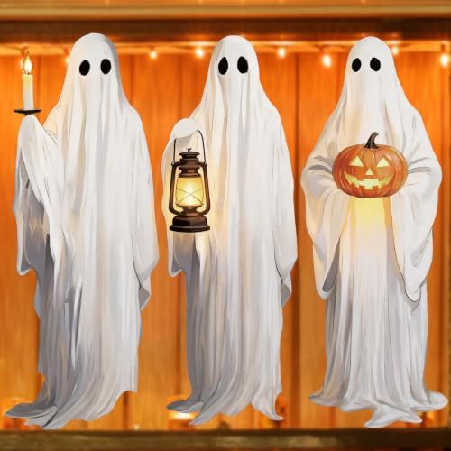 6 Sheets Large Vintage Ghost Window Clings Halloween Decorations Set