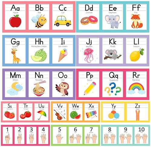6"x14" Pastel Alphabet Number Line for Classroom Wall Decorations (Colorful)