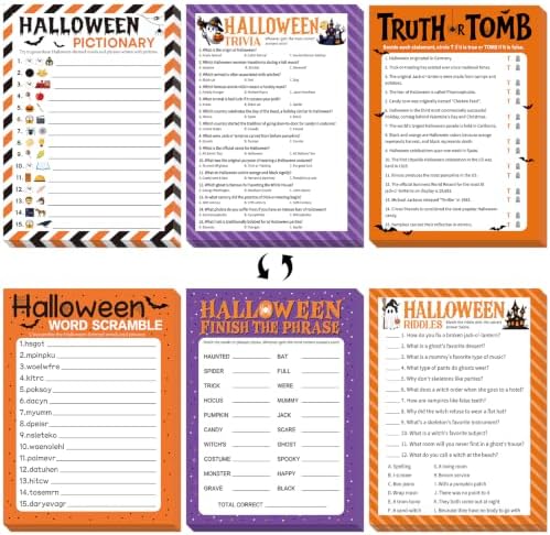 90PCS Fun Halloween Games for Party Family Office Large Groups Adults | Trivia Word Pictionary Game