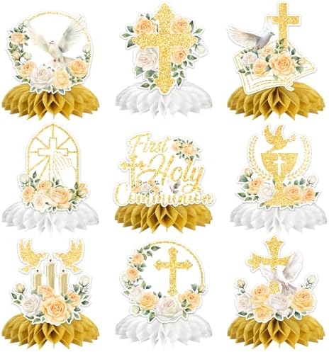 9PCS First Holy Communion Honeycomb Centerpieces