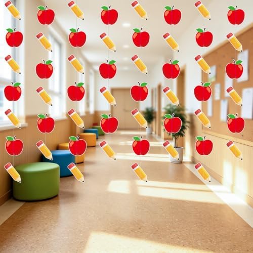 Back to School Decorations Welcome Back to School Hanging Decorations Apple Pencil Ceiling Hanging Decor First Day of School Banner for Classroom School Wall Decor