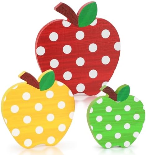 Back to School Decorations Wooden Retro Apple Table Signs Rustic Apple Tiered Tray Decor First Day of School Classroom Centerpieces
