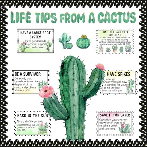 Cactus Bulletin Board Decorations Plant Motivational Bulletin Board Set for Back to School Decorations Succulent Classroom Decor