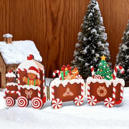 Christmas Gingerbread Decor Wooden Gingerbread Train Table Centerpieces Christmas Tiered Tray Decor Farmhouse Office Tabletop Decor