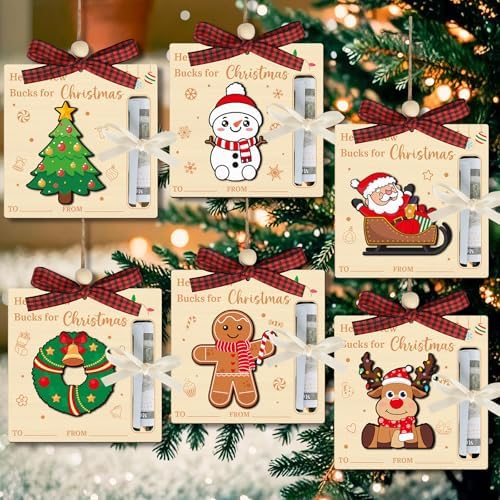 Christmas Money Holders for Cash Gifts Wooden Here's A Few Bucks for Christmas Hanging Ornament Fun Holiday Money Holder Ornaments for Xmas Holiday Party Favors