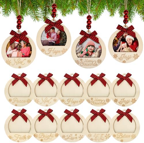 Christmas Picture Frame Ornament for Christmas Tree Stocking Decorations (Red And Black Buffalo Check)
