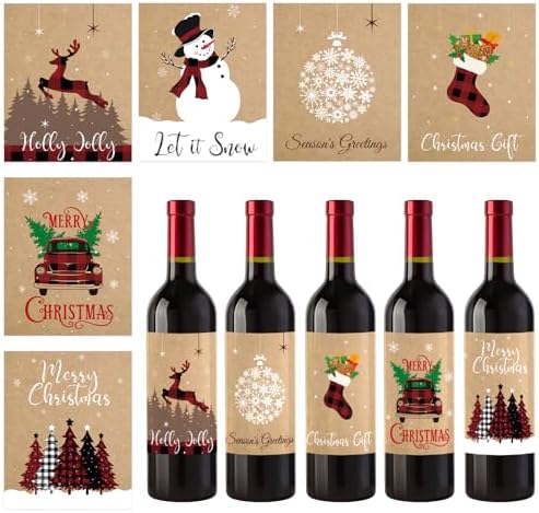 Christmas Wine Bottle Labels Stickers Self Adhesive