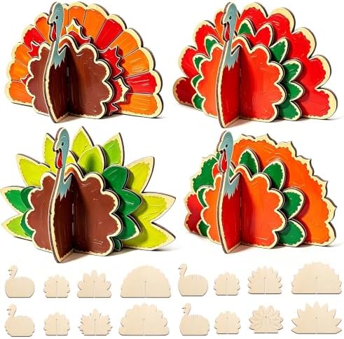 DIY 3D Unfinished Large Thanksgiving Turkey Wood Crafts to Paint