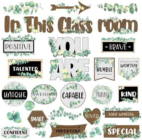 Eucalyptus Positive Inspirational Affirmation Bulletin Board Decor Nature Classroom Decor Classroom Greenery Themes Decoration Sets