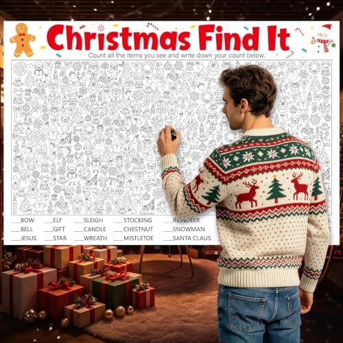 Giant Christmas Word Pattern Find It Game for Family Office Large Group