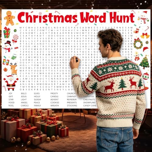 Giant Christmas Word Search Game for Family Office Large Group Party Supply