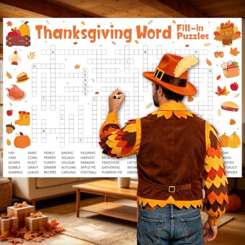 Giant Thanksgiving Word Fill-in Puzzles Game for Family Office Large Group