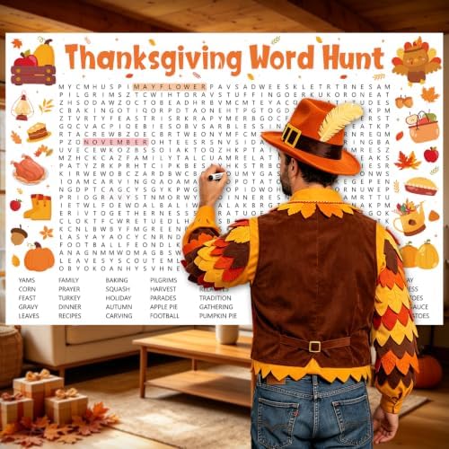 Giant Thanksgiving Word Search Game for Family Office Large Group Party