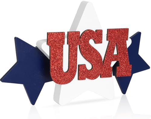 Glitter USA Sign 4th of July Decorations for Office