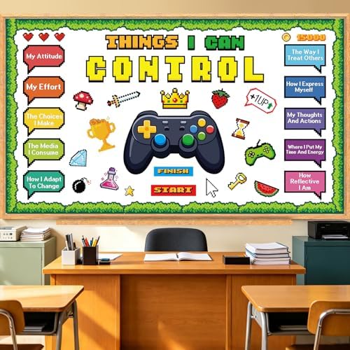 Growth Mindset Bulletin Board Decorations Back to School Bulletin Board Set Classroom Video Game Decorations Mental Health Growth Mindset Cutouts for School Students Teachers Chalkboard Wall Decor