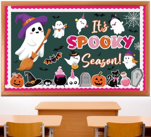 Halloween Bulletin Board Decorations Spooky Ghost Pumpkin Bat Castle Paper Cutouts Halloween Party Decorations for Classroom School Holiday Wall Decor Supplies
