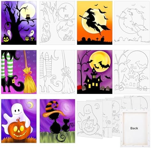 Halloween Pre Drawn Canvas to Paint