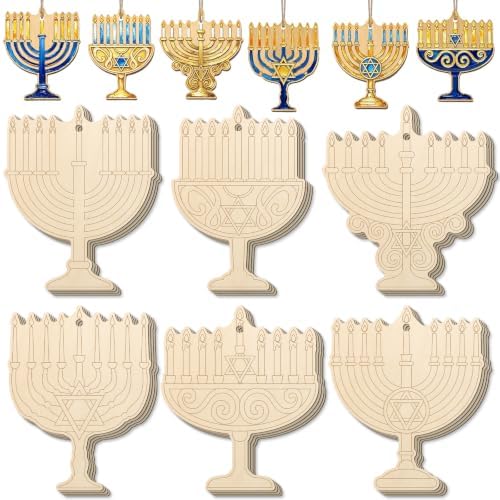 Hanukkah Menorah Wood Crafts to Paint Set of 24