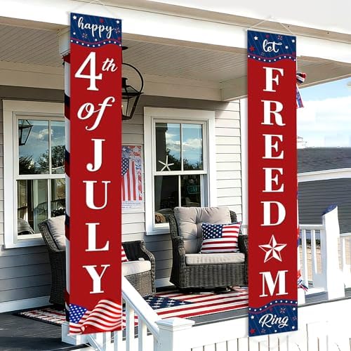 Happy 4th of July Decorations Banner a Set of 2 (Patriotic)