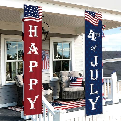 Happy 4th of July Decorations Banner a Set of 2