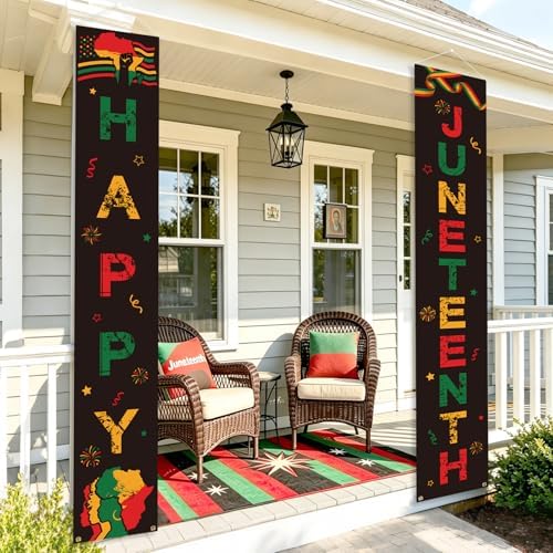 Happy Juneteenth Decorations Banner a Set of 2