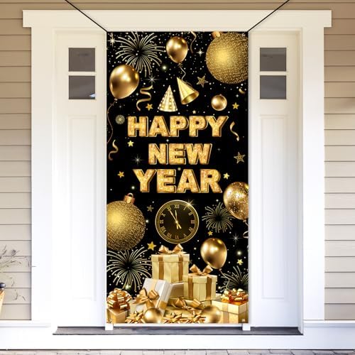 Happy New Year Decorations Hanging Door Cover Banner