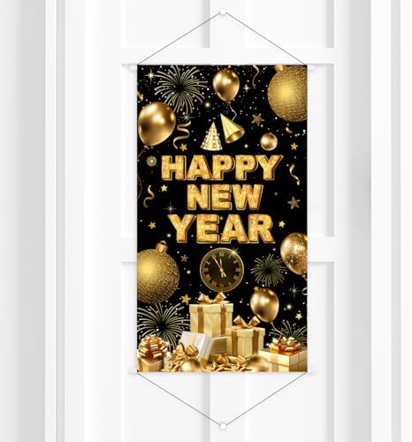 Happy New Year Door Decorations Hanging Banner