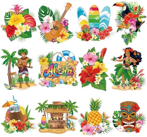 Large 11"x14" Summer Hawaiian Luau Party Decorations Cutouts Set